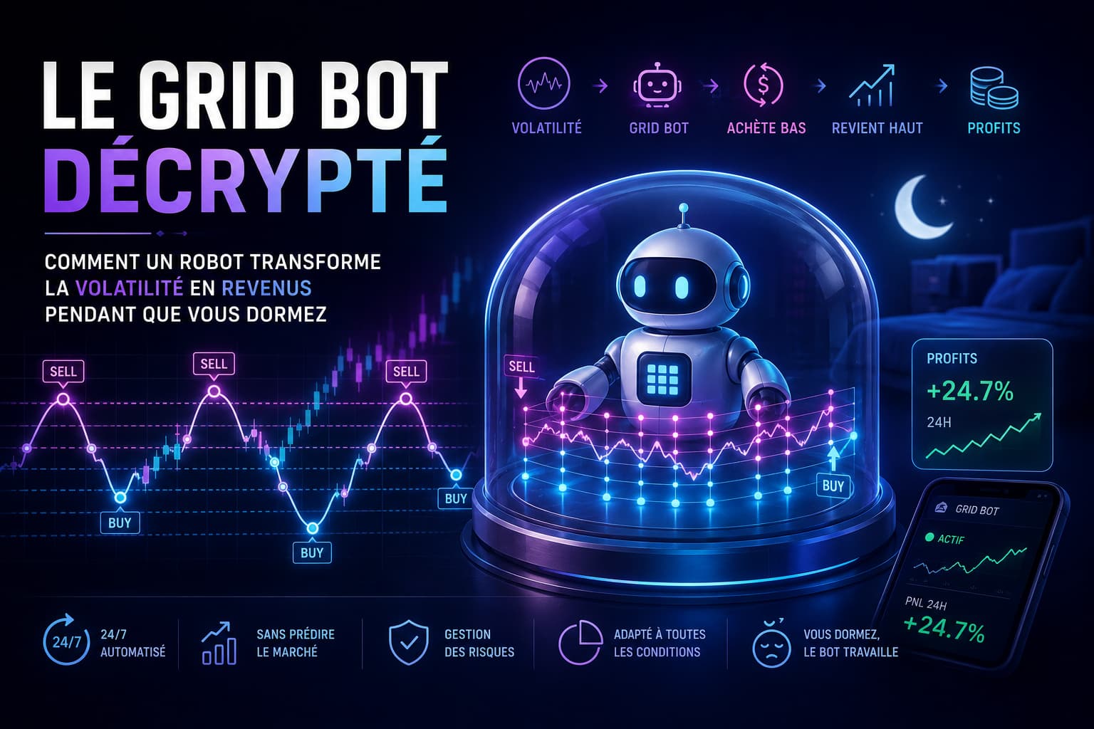Le Grid Bot décrypté : comment un robot transforme la volatilité en revenus pendant que vous dormez