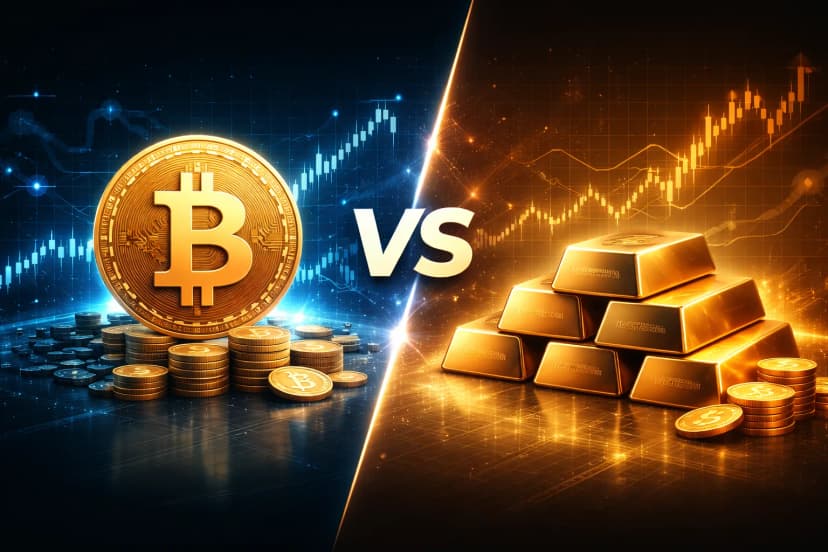 Image de l'article : Bitcoin vs or : quel actif refuge choisir en 2026 ? Illustration de l'article Bitcoin vs or : quel actif refuge choisir en 2026 ?