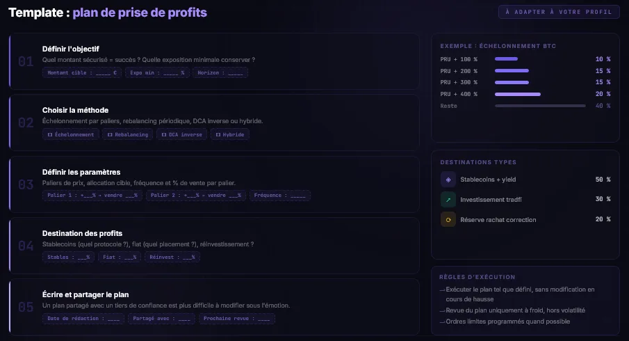 Template de plan de prise de profits crypto