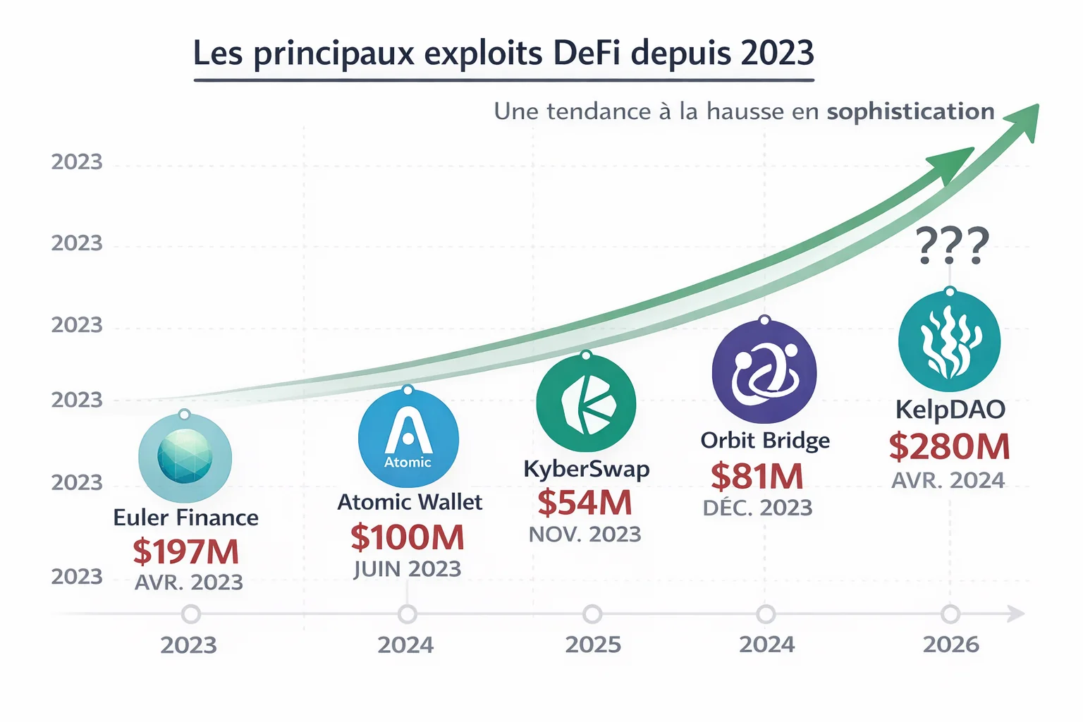 Timeline des grands exploits DeFi 2023-2026